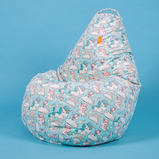 Кресло груша детское велюр exclusive - единороги